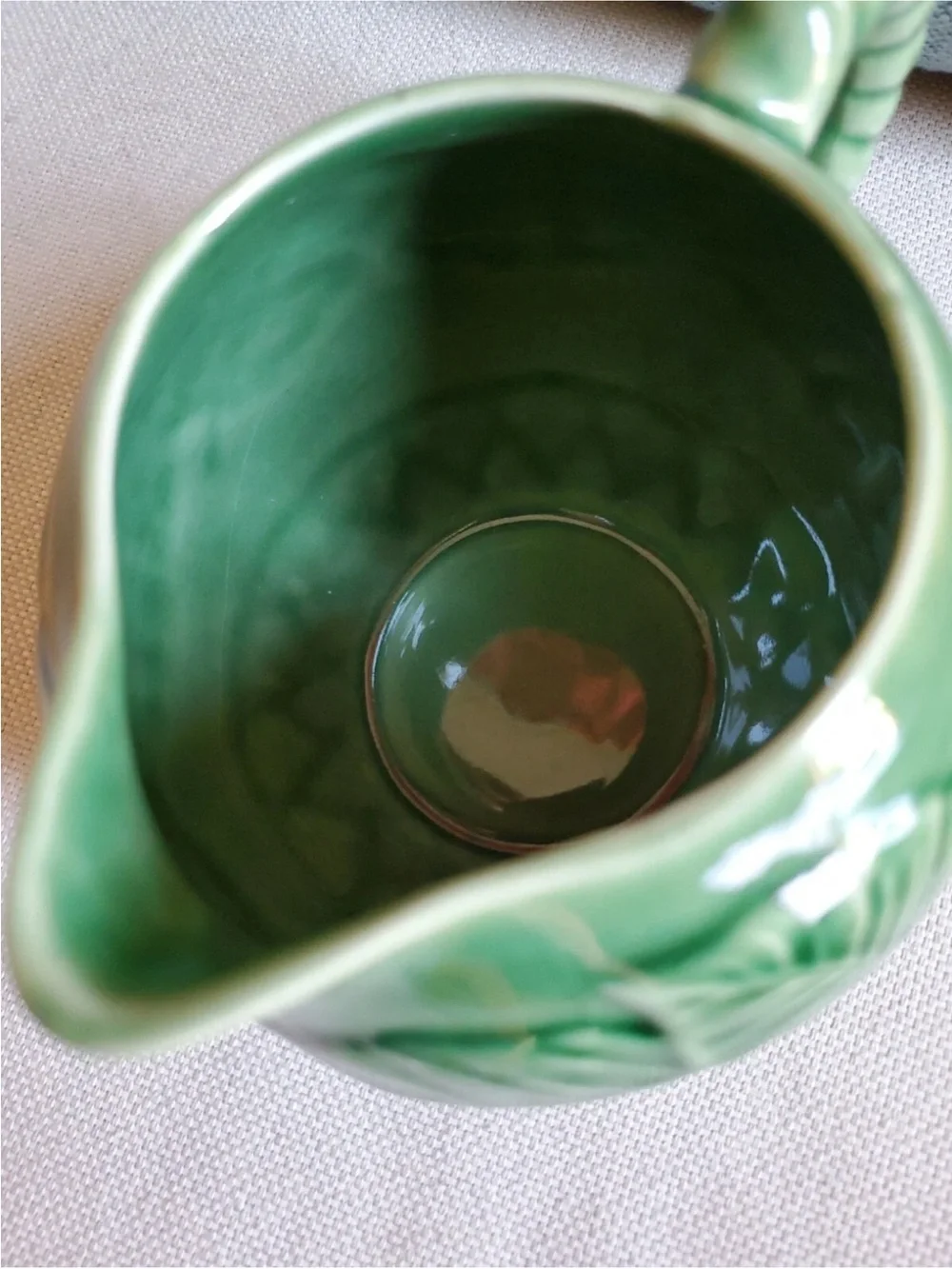 NWT Bordallo Pinheiro Leaf Service Green Creamer Leaves Basketweave Discontinued